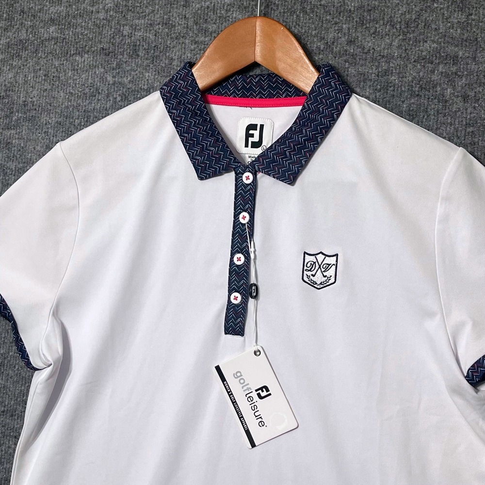 FootJoy FJ Womens White Golf Polo Shirt Large Moisture Wicking Performance